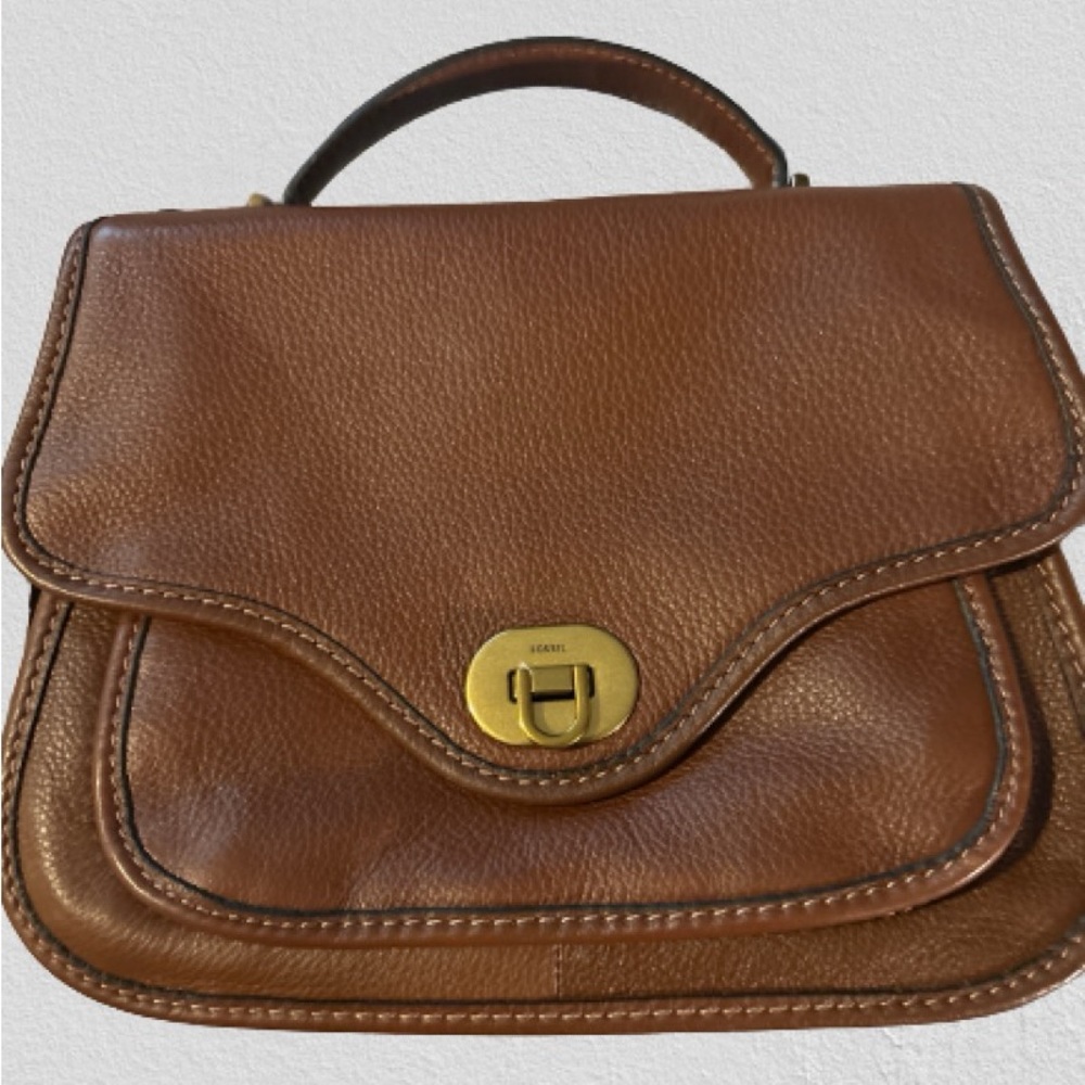 Fossil Heritage Top Handle Crossbody in brown